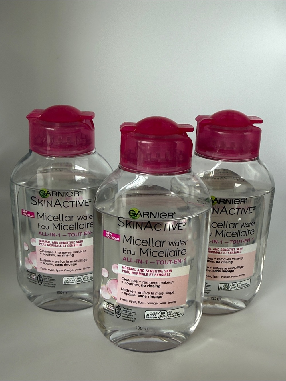 Garnier SkinActive Micellar Water 100ml x3 bottles brand new